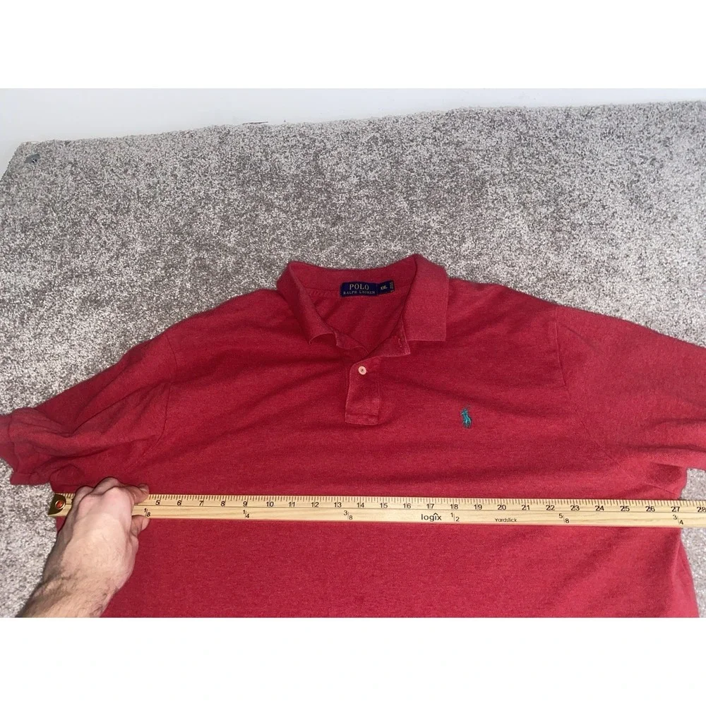 Polo Ralph Lauren Red Polo Shirt Mens XXL‎ Green Pony Cotton Preppy Work Classic